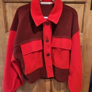 Free People Red and Burgundy Jacket